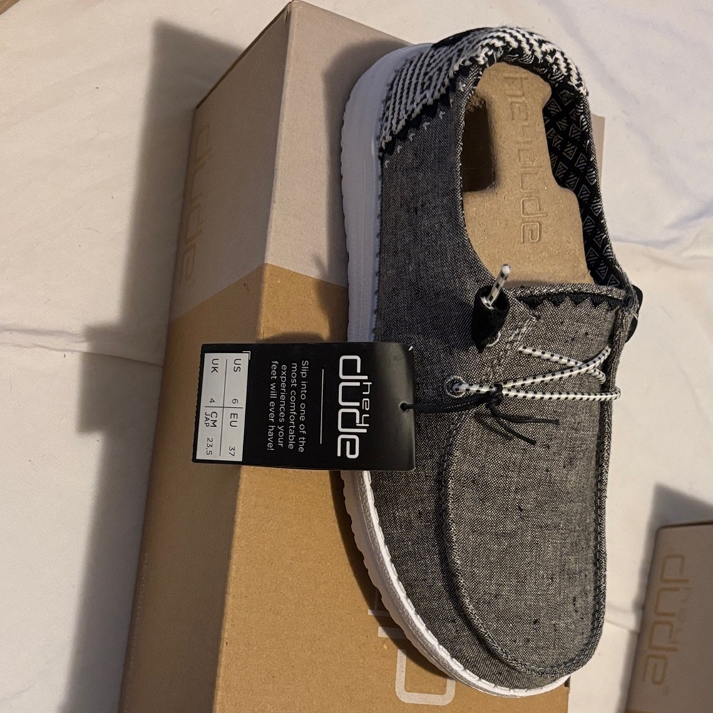 Hey Dude Woman’s Black and White Loafers